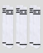 3 PACK - LOGO STRIPE CREW - WHITE